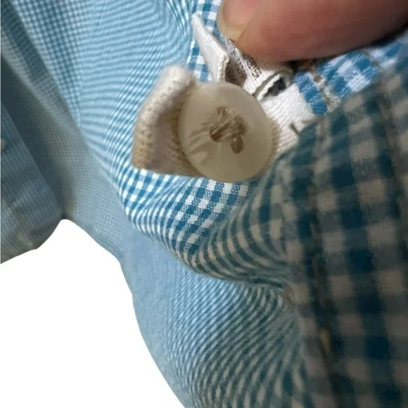 Free People long button down shirt dress blue gingham style size Large - Picture 8 of 15